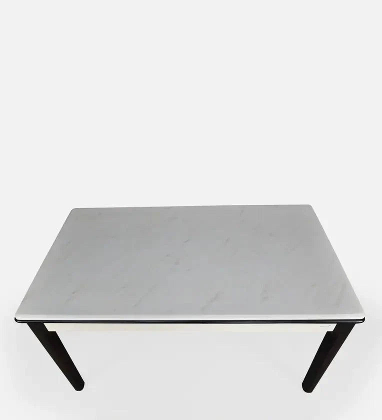 Marble 6 Seater Dining Set in White & Black Colour