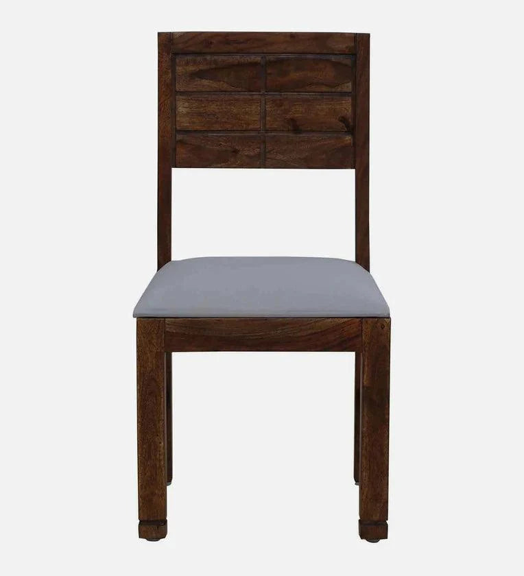 Sheesham Wood 6 Seater Dining Set in Scratch Resistant Provincial Teak Finish with Grey Cushion