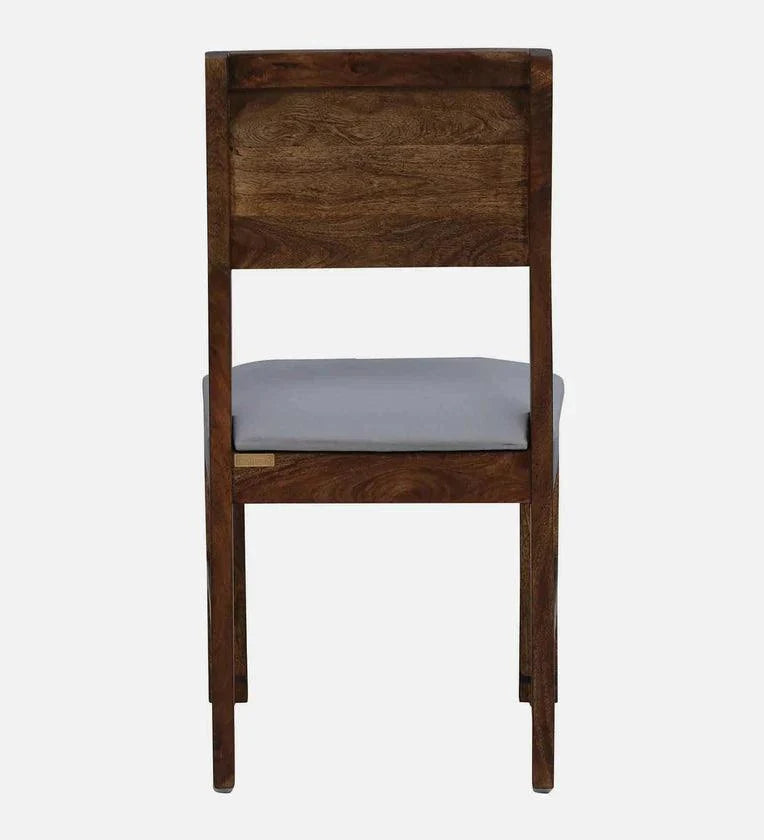 Sheesham Wood 6 Seater Dining Set in Scratch Resistant Provincial Teak Finish with Grey Cushion
