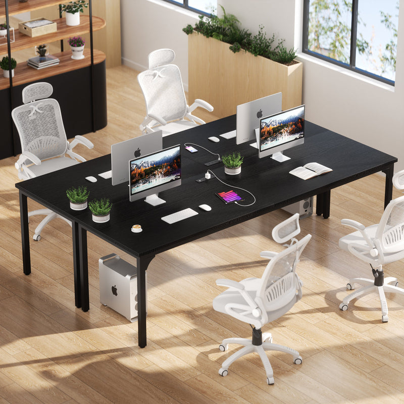 79'' W Rectangle Computer Desk with Power Outlet, Long Double Home Office Computer Desks