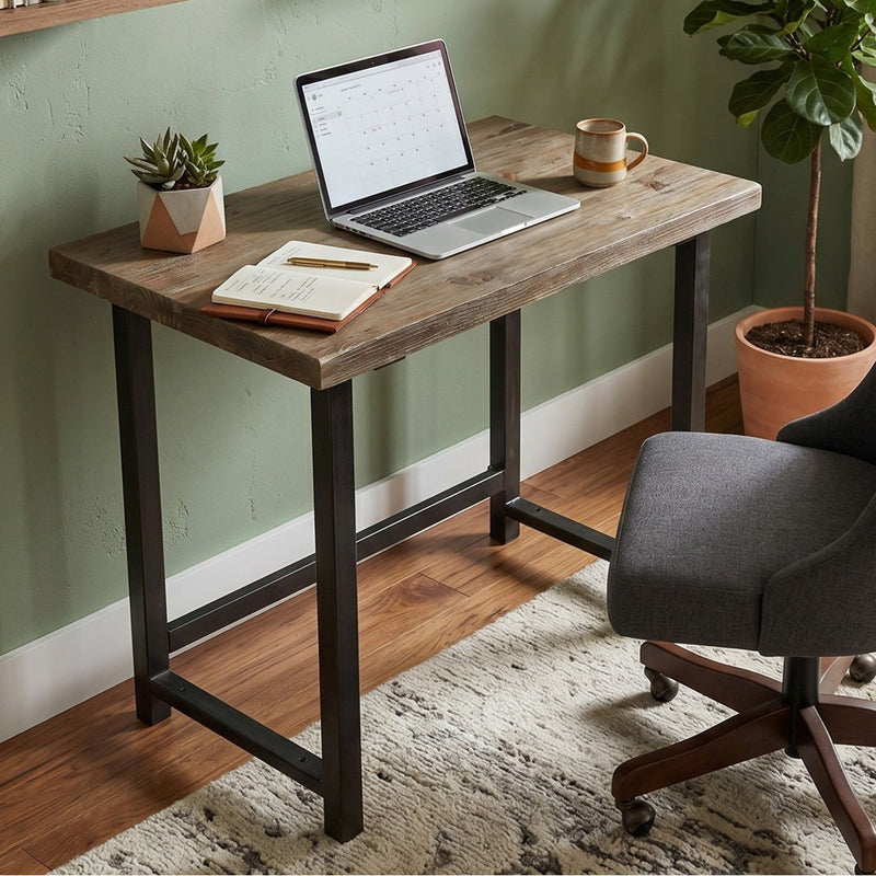 Rundell 32" W Solid Wood Writing Desk with Steel Frame