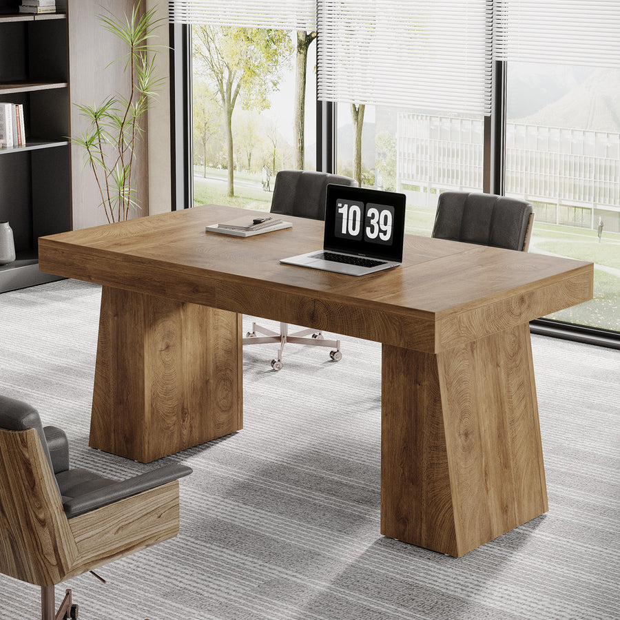 Wolbach 55 Inches Executive Desk with Double Trapezoid Base