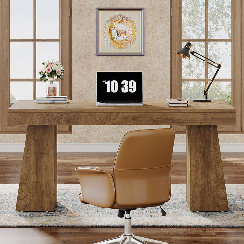 Wolbach 55 Inches Executive Desk with Double Trapezoid Base