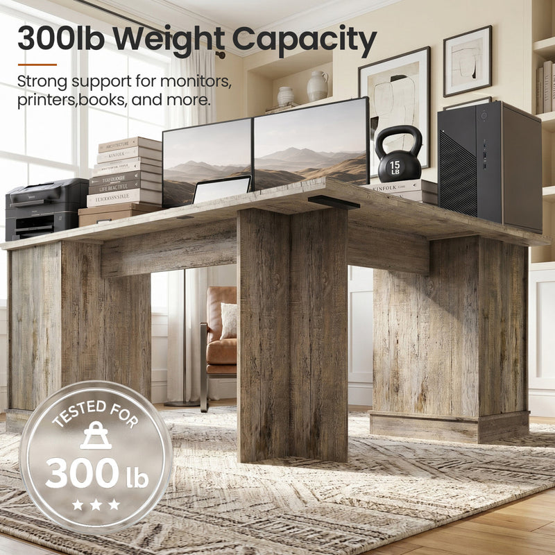 71" L-shaped Executive Desk With Power Outlets And File Drawer