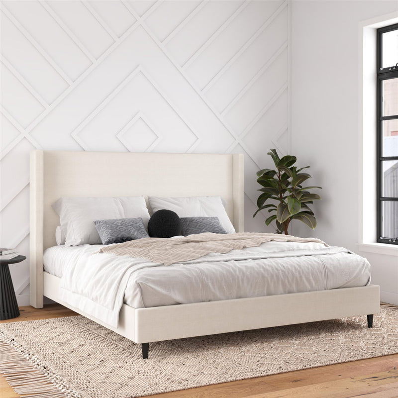 Ana King Upholstered Wingback Bed