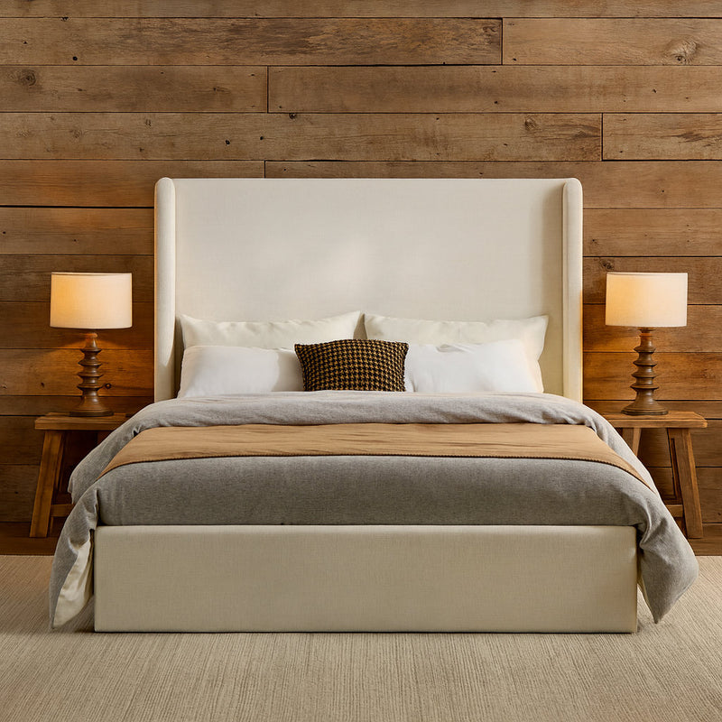 Caron Upholstered Wingback Bed, Boxspring Required