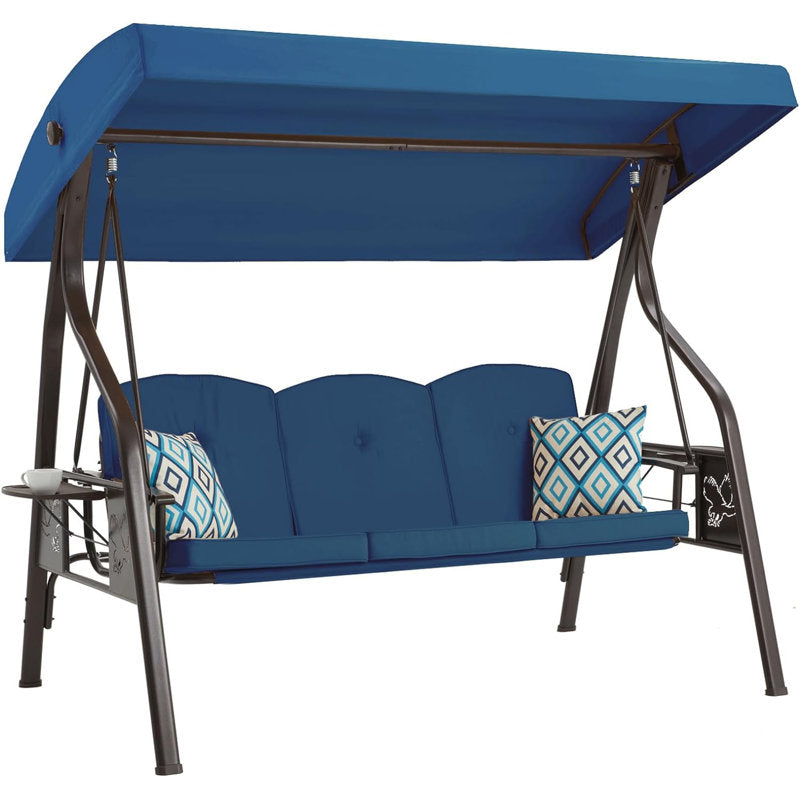 Manhattan Porch Swing w/Rotatable Canopy, 2 in 1 Patio Swing Bed and Swing Chair