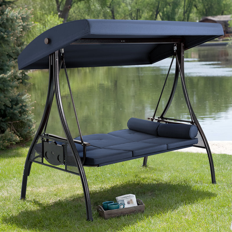 Kolyn Porch Swing with Stand and Adjustable Canopy