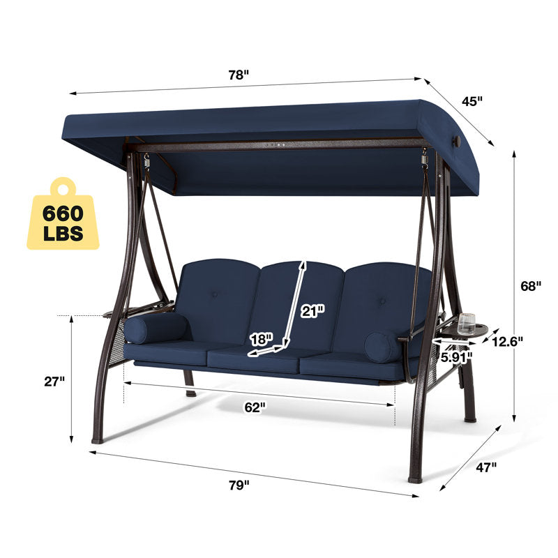 Kolyn Porch Swing with Stand and Adjustable Canopy