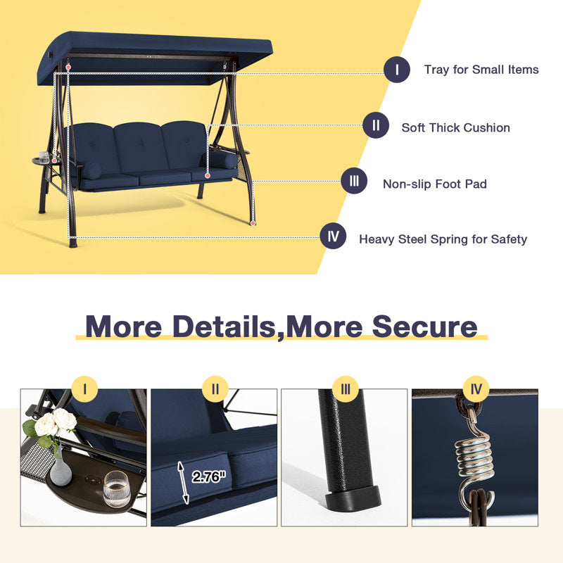 Kolyn Porch Swing with Stand and Adjustable Canopy