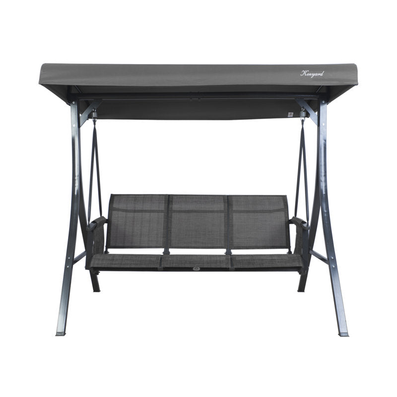 Brenda 3-Seat Outdoor Porch Swing Glider, Patio Swing with Adjustable Canopy, Heavy-Duty Steel Frame, Breathable Textilene Seat and Backrest, Side Pockets, Gray