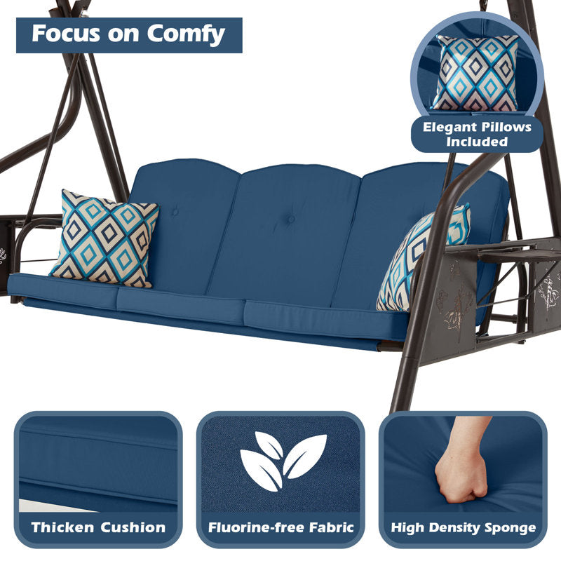 800lbs Outdoor Patio Swing With Stand W/canopy & Adjustable Backrest