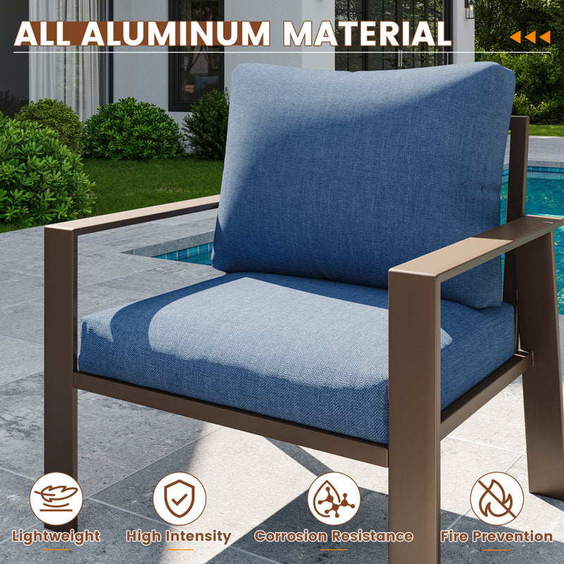 7-Person Outdoor Sofa Seating Group with Coffee Table – Modern Patio Furniture Set, Optional Propane Fire Pit