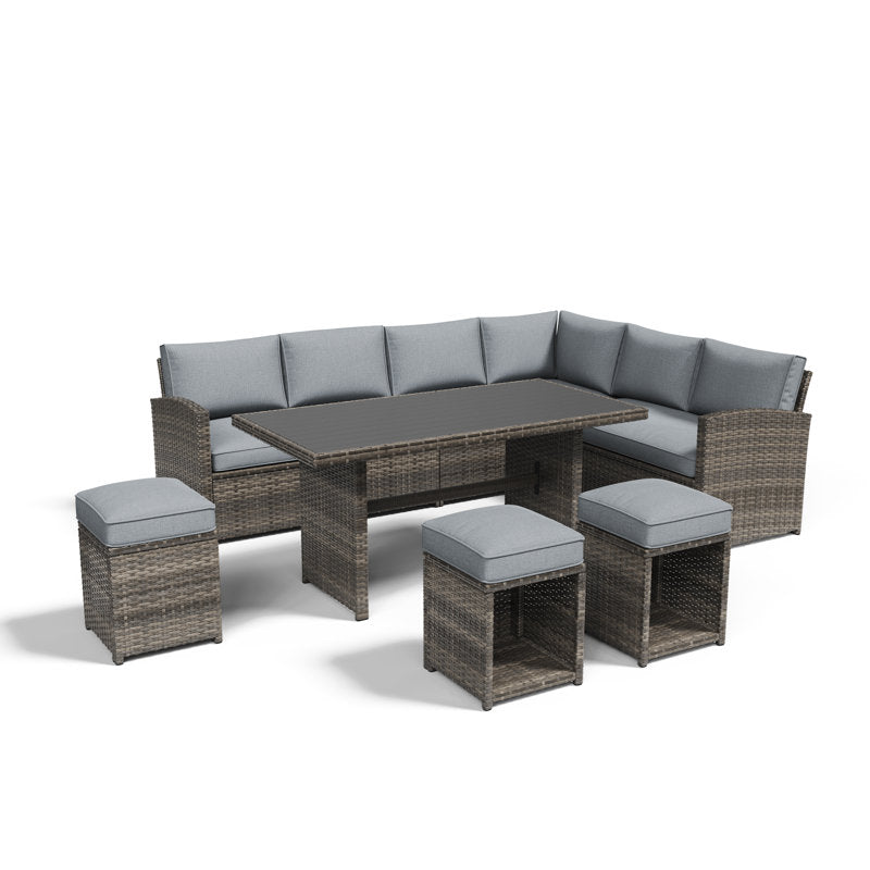 Atvars 8-Person Wicker Outdoor Sectional Seating Group with Storage Ottomans