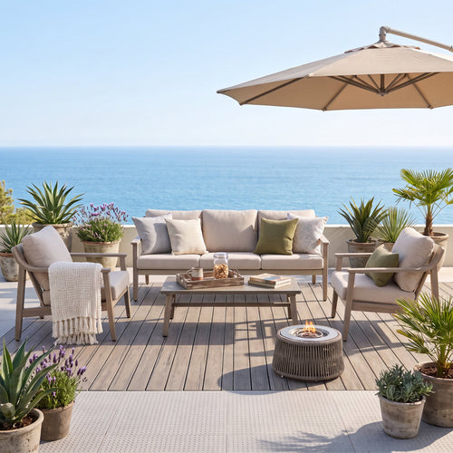 Arondell Aluminum 5-Person Outdoor Seating Group with Olefin Cushions