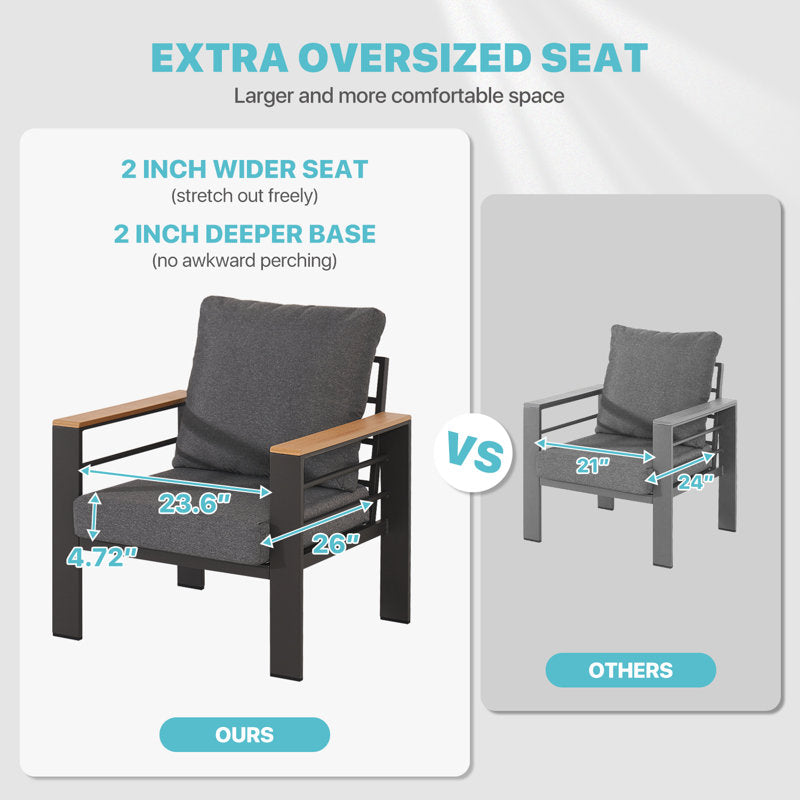 Aluminum Patio Conversation Set with Removable Cushions