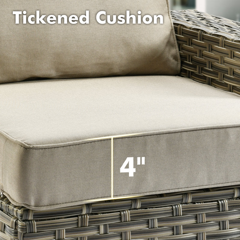 8 Pieces Modular Wicker Rattan Patio Furniture Set With Cushions