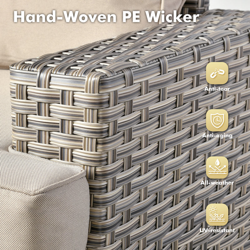 8 Pieces Modular Wicker Rattan Patio Furniture Set With Cushions