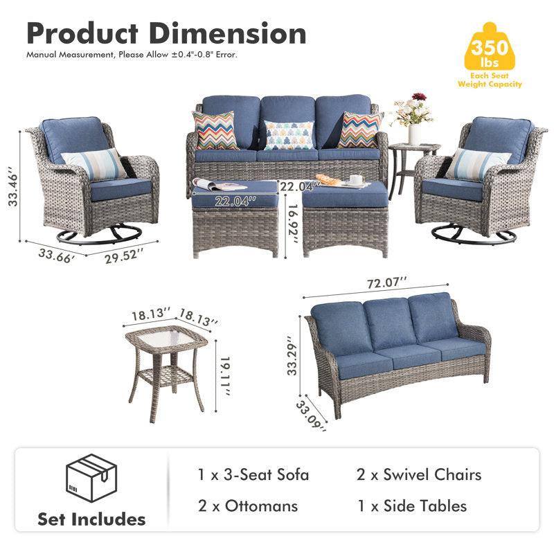 Tommy 6 Piece Wicker/Rattan Sofa Seating Group with Cushions