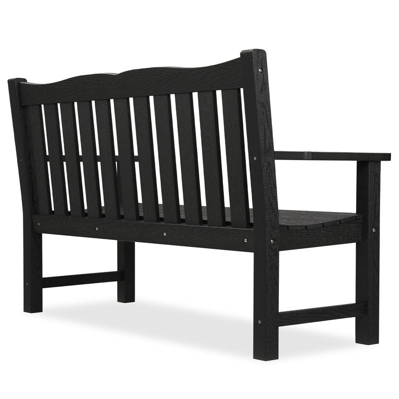49" Long HIPS All Weather Waterproof Outdoor Bench, Black