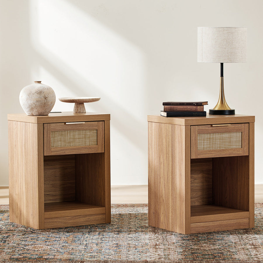 Arianna 25" H 1-Drawer Nightstand Set with Built-In Outlets