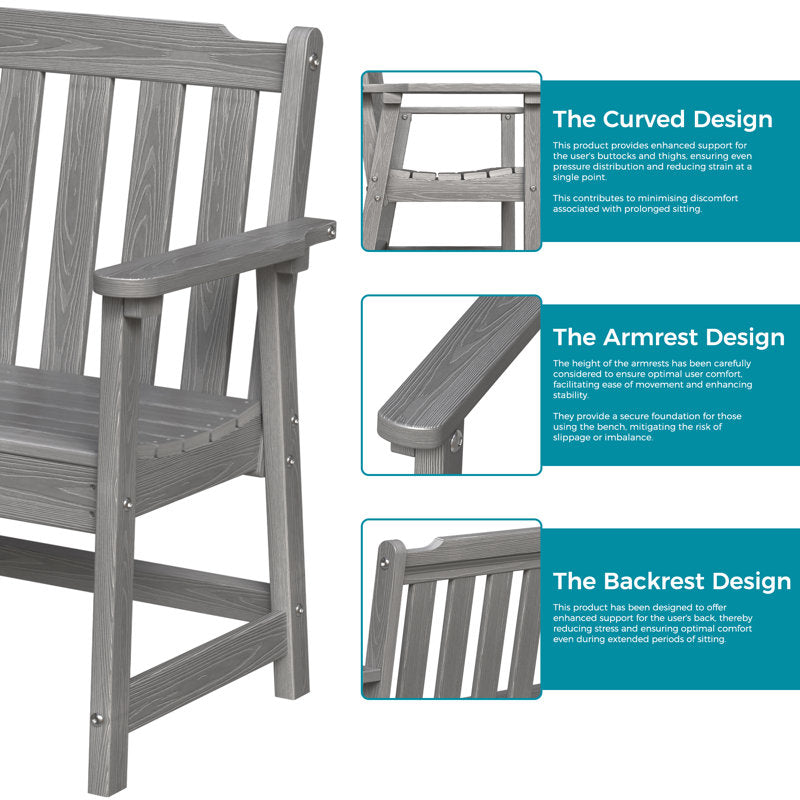 Outdoor Patio Bench Weather-HDPE Resistant Bench Premium Outdoor Garden Loveseat