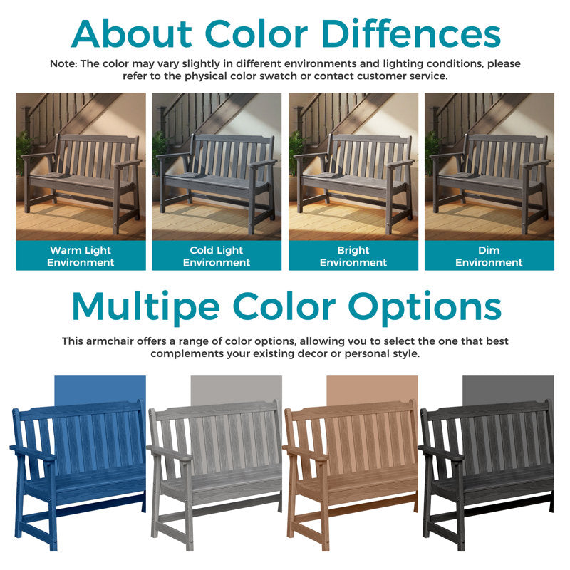 Outdoor Patio Bench Weather-HDPE Resistant Bench Premium Outdoor Garden Loveseat