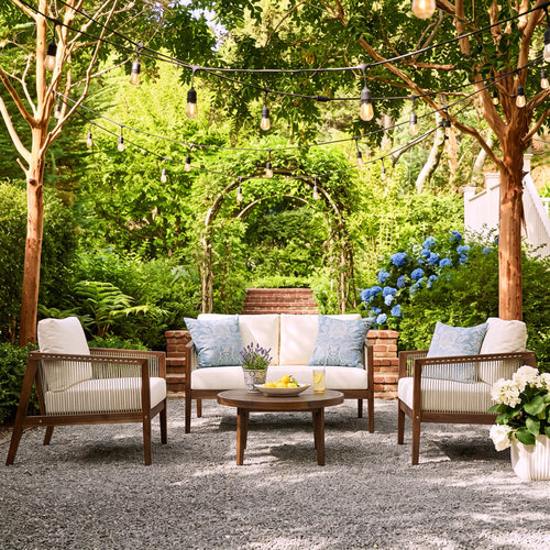 Theodore Acacia 4-Person Patio Conversation Set with Cushions