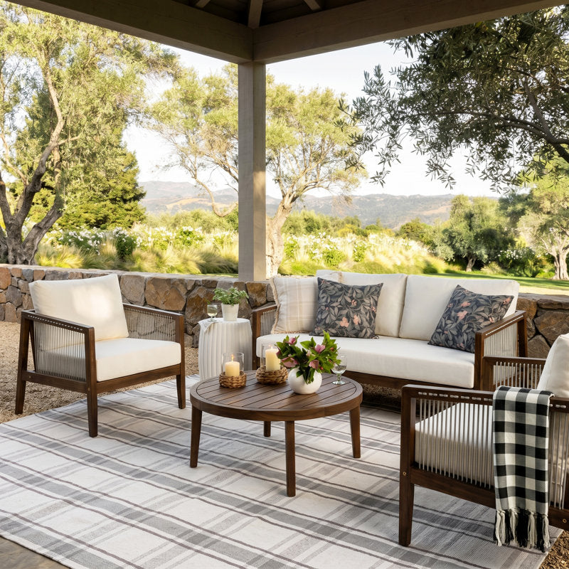 Theodore Acacia 4-Person Patio Conversation Set with Cushions