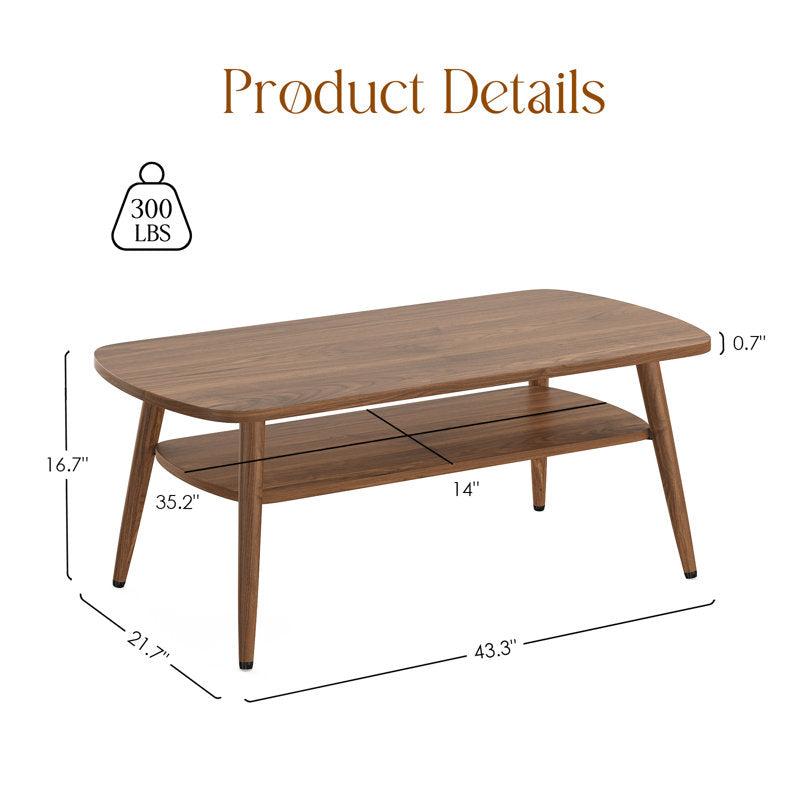 43.4" Coffee Table with Storage
