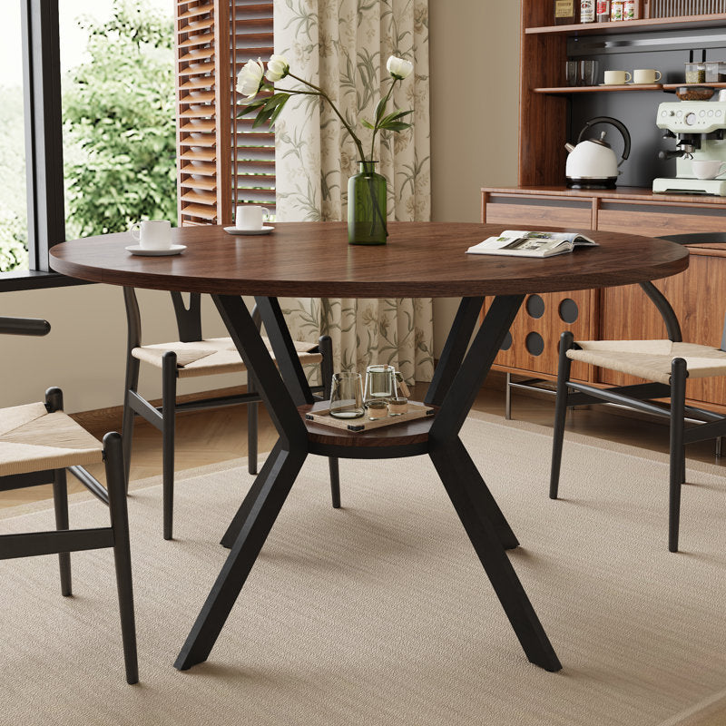 42-Inch Round Dining Table with Storage Shelf