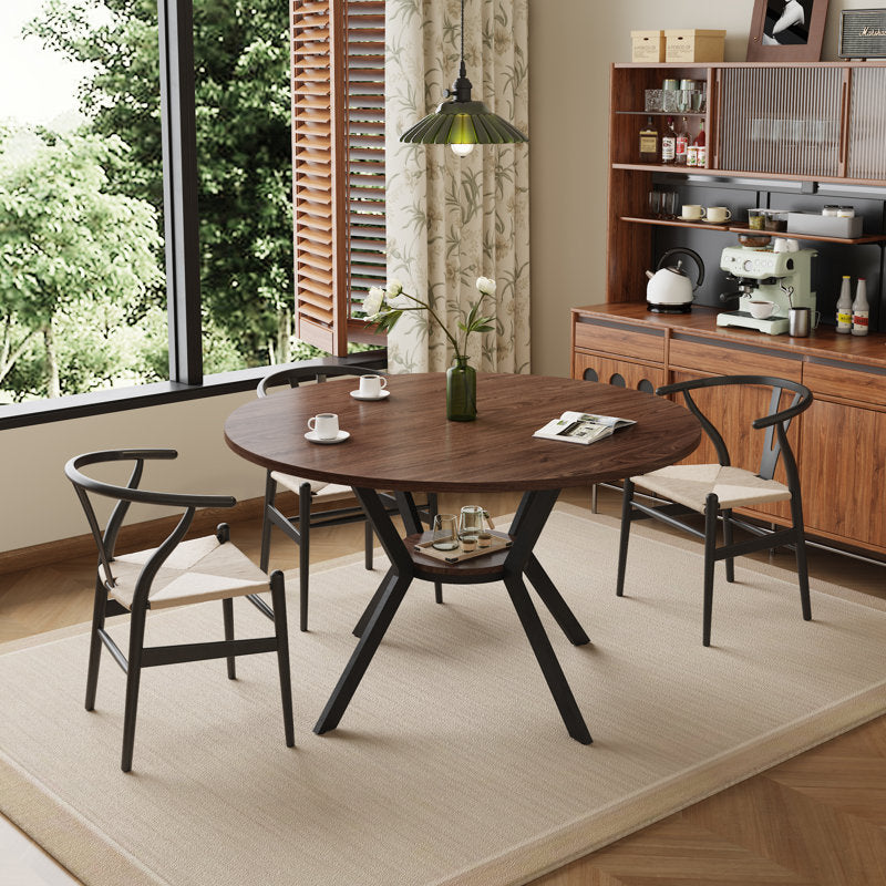 42-Inch Round Dining Table with Storage Shelf