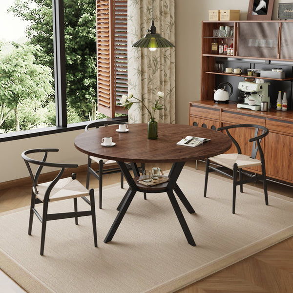 42-Inch Round Dining Table with Storage Shelf