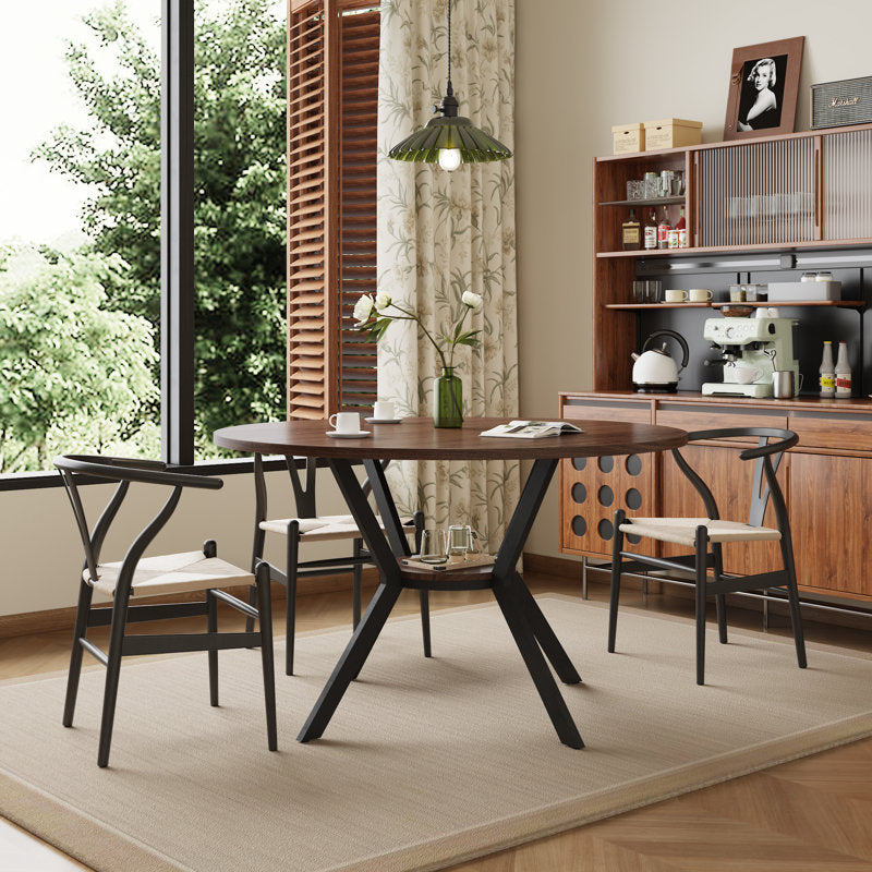 42-Inch Round Dining Table with Storage Shelf