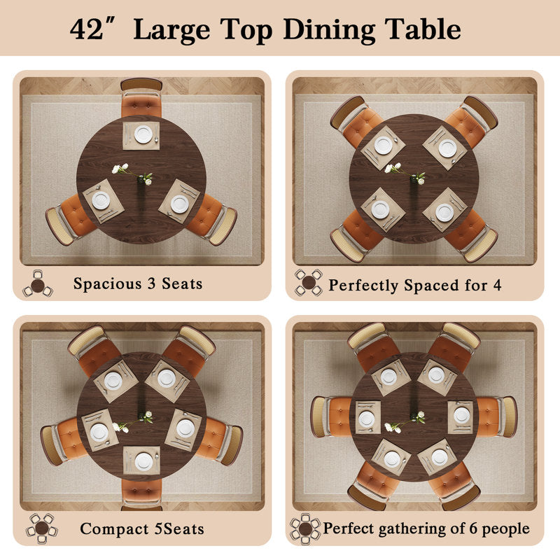 42-Inch Round Dining Table with Storage Shelf