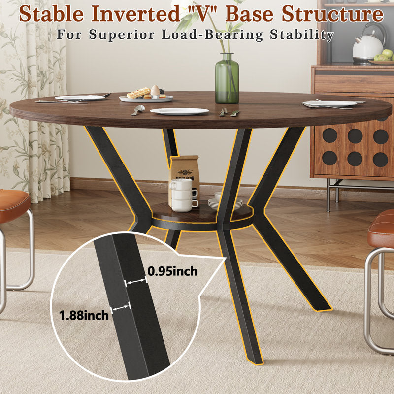 42-Inch Round Dining Table with Storage Shelf