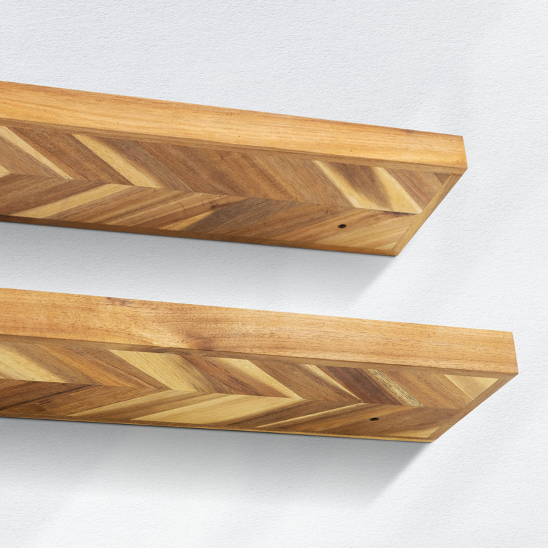 Jorgensen 2-Piece Acacia Chevron Floating Shelves