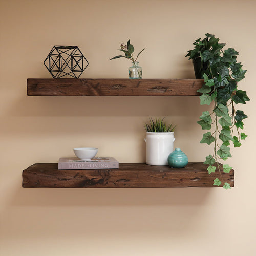 Jesher Solid Pine Wood Floating Shelves (Set of 2)