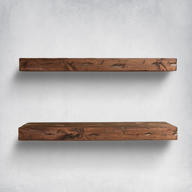 Jesher Solid Pine Wood Floating Shelves (Set of 2)