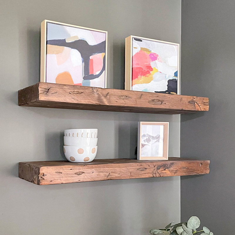 Jesher Solid Pine Wood Floating Shelves (Set of 2)