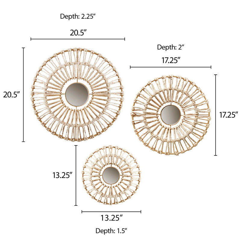 Round Mirrored Wall Décor Set (3-Piece)
