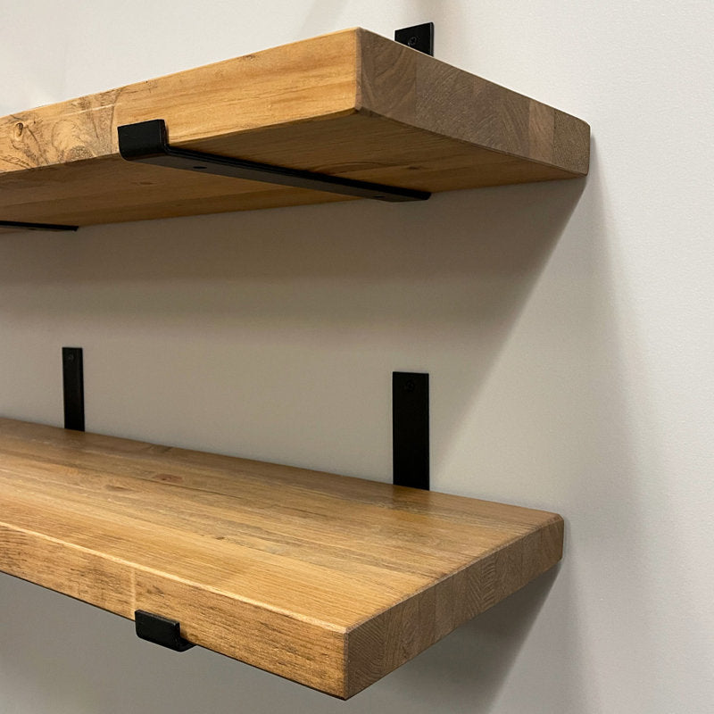Calheme Rustic Shelves with J Brackets (Set of 2)
