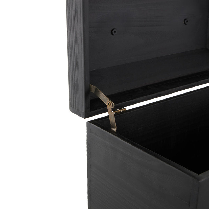 Wood Handmade Decorative Black Box With Brass Latches And Handle Set