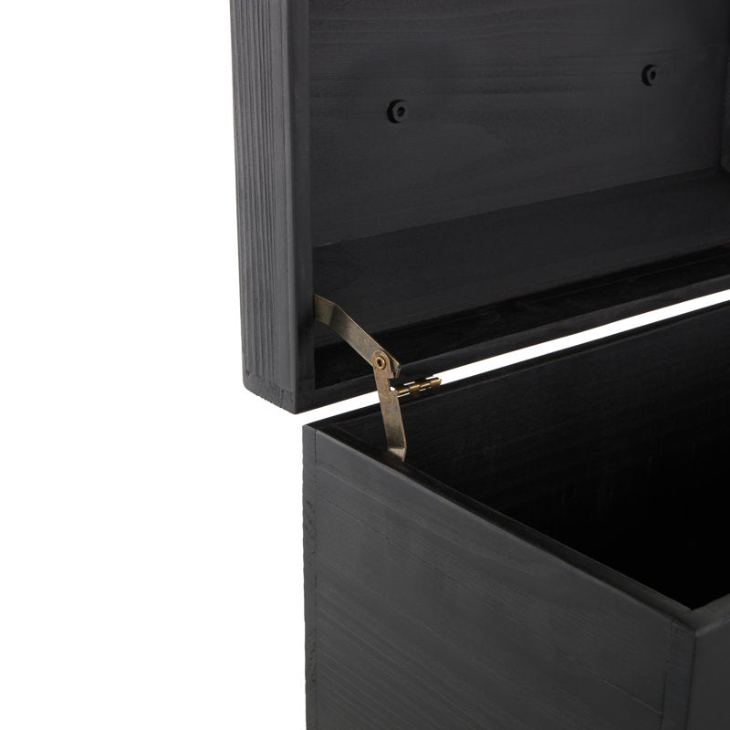 Wood Handmade Decorative Black Box With Brass Latches And Handle Set