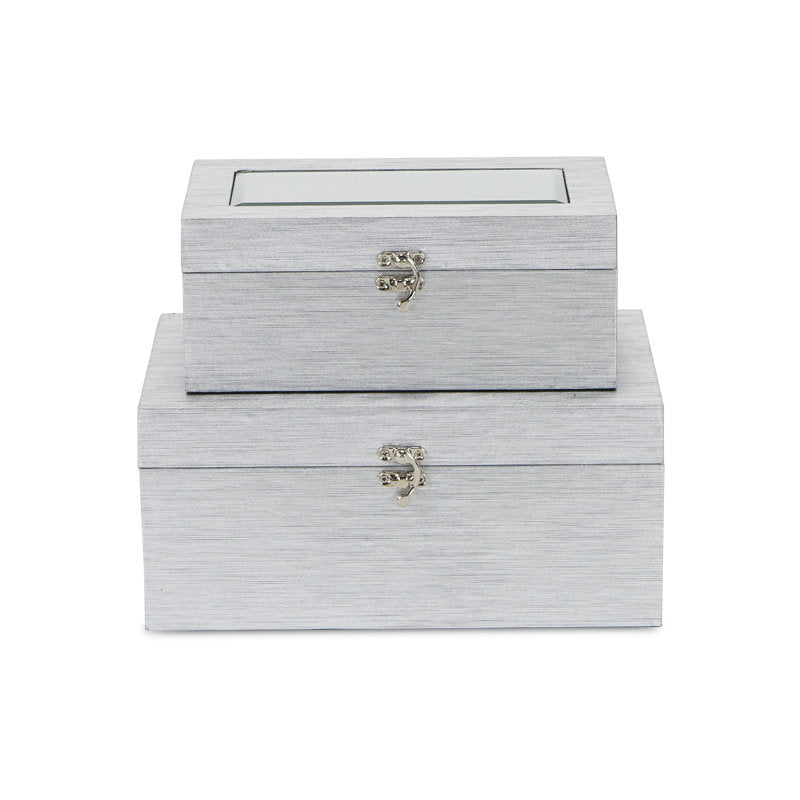 2 Piece Faux Leather Decorative Box Set