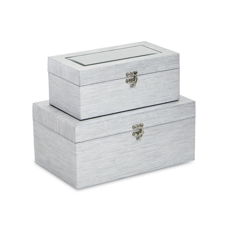 2 Piece Faux Leather Decorative Box Set