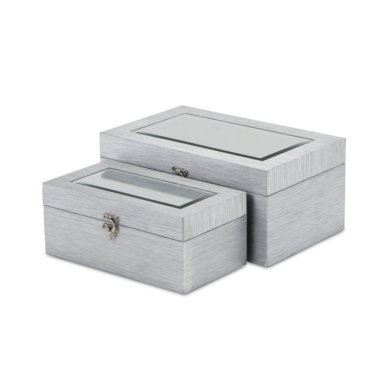 2 Piece Faux Leather Decorative Box Set