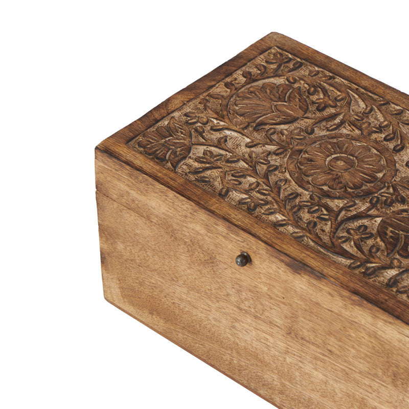 Sartell Mango Wood Handmade Floral Decorative Box with Hinged Lid Set