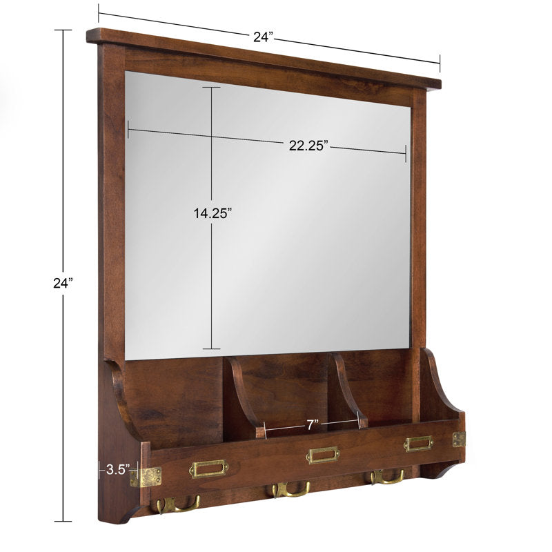 Atkins Solid Wood Wall Organizer with Key Hooks
