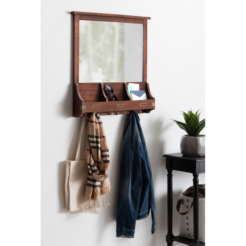 Atkins Solid Wood Wall Organizer with Key Hooks